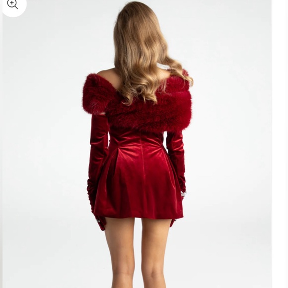 Simone Velvet Dress (red) - Picture 3 of 7